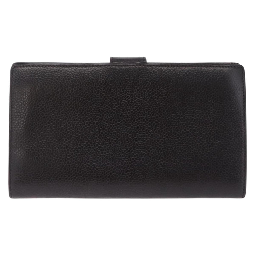 CHANEL Matelasse Long Wallet Caviar Skin Brown CC Auth 212125V