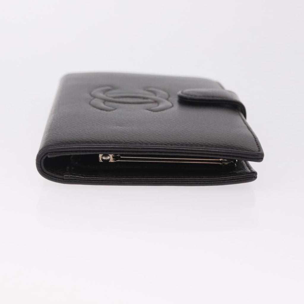 CHANEL Matelasse Long Wallet Caviar Skin Brown CC Auth 212125V