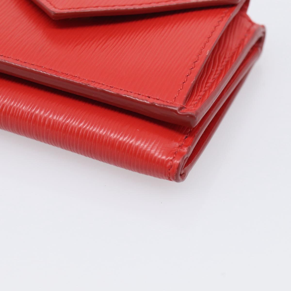 PRADA Trifold Wallet Leather Red Gold Tone Auth 212128M