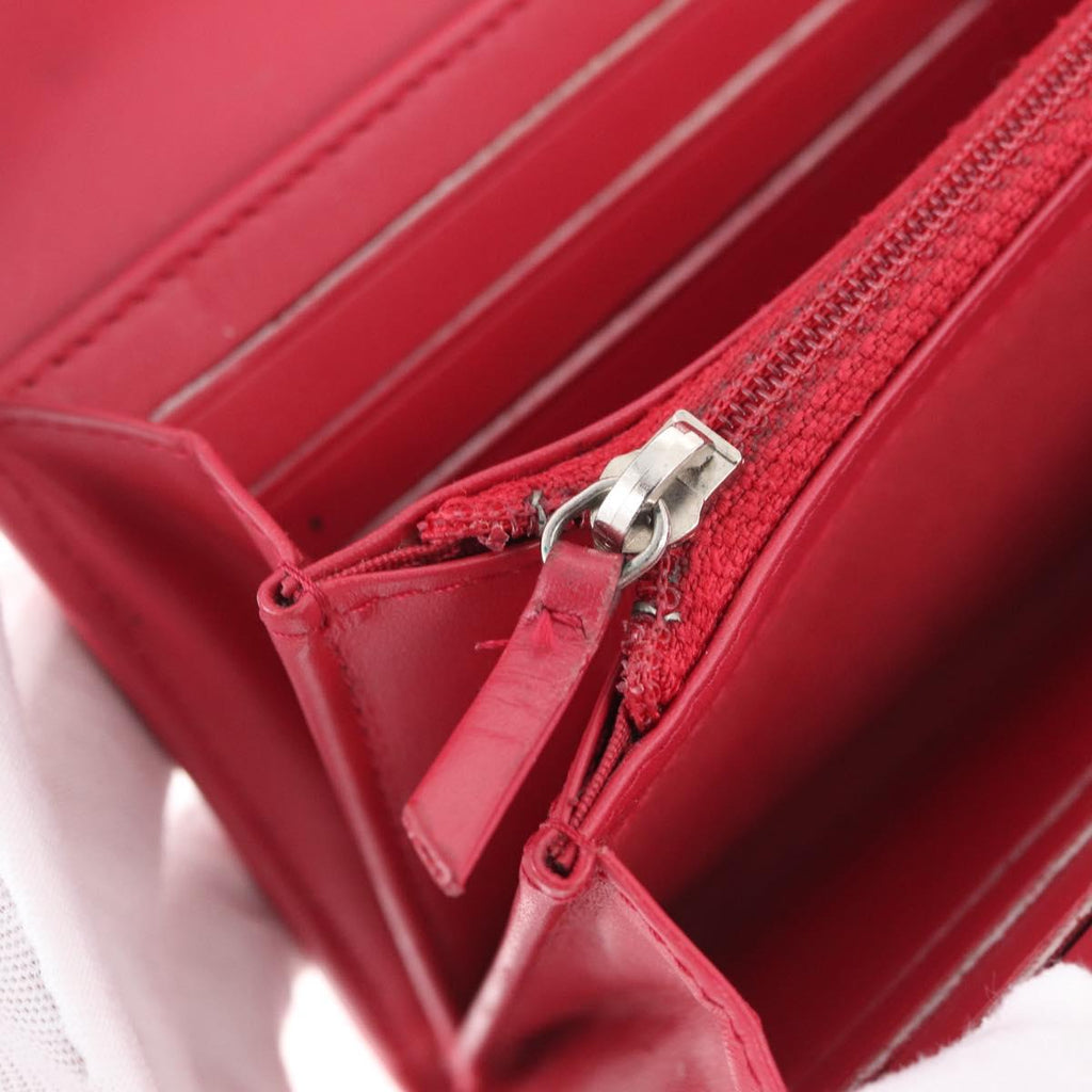 CHANEL Matelasse Long Wallet Caviar Skin Pink Silver CC Auth 212152A