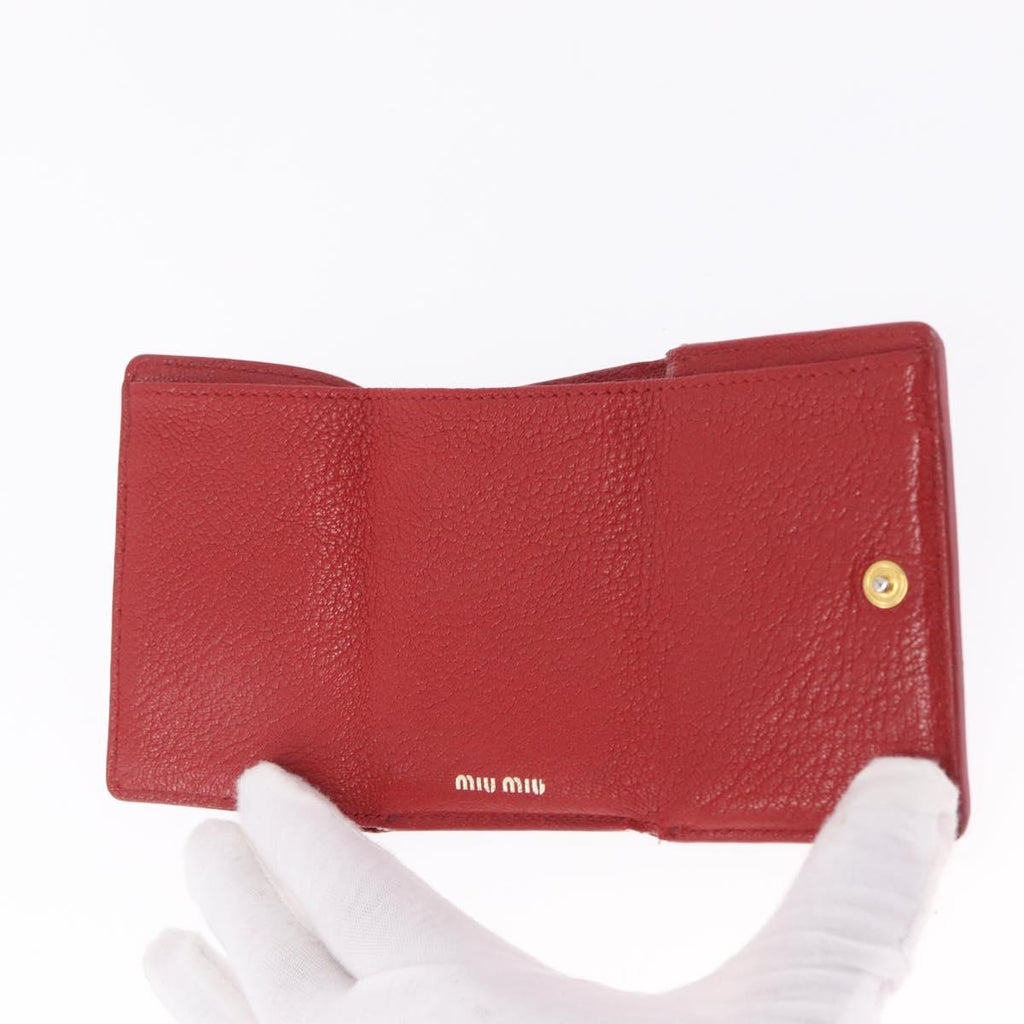 Miu Miu Trifold Wallet Leather Black Gold Auth 212162M