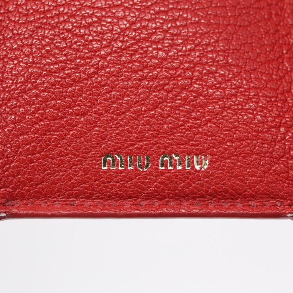 Miu Miu Trifold Wallet Leather Black Gold Auth 212162M