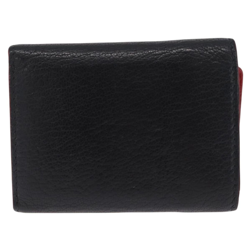 Miu Miu Trifold Wallet Leather Black Gold Auth 212162M