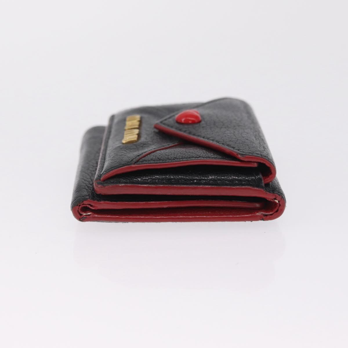 Miu Miu Trifold Wallet Leather Black Gold Auth 212162M