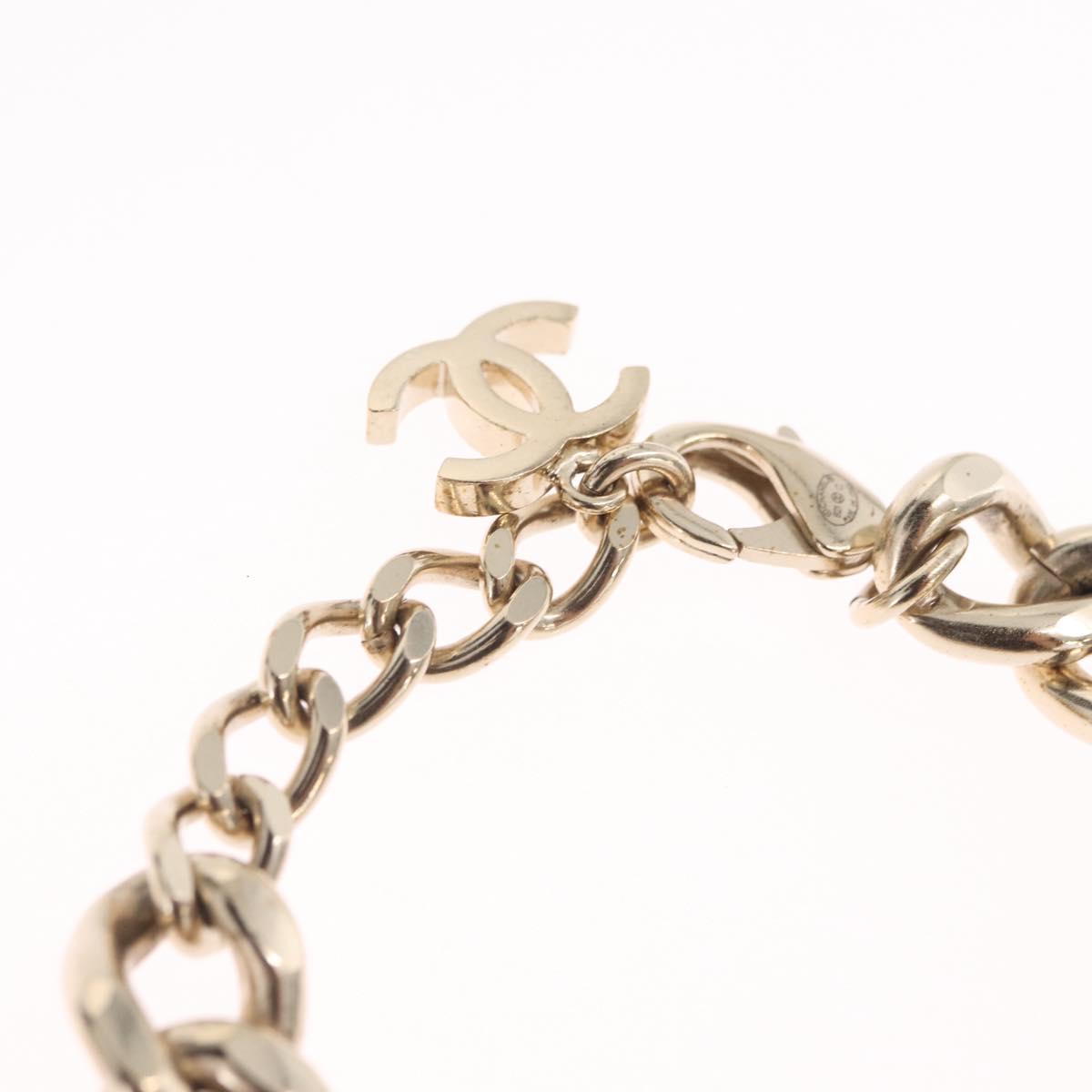 CHANEL Bracelet Metal Champagne Gold CC Auth 212168M