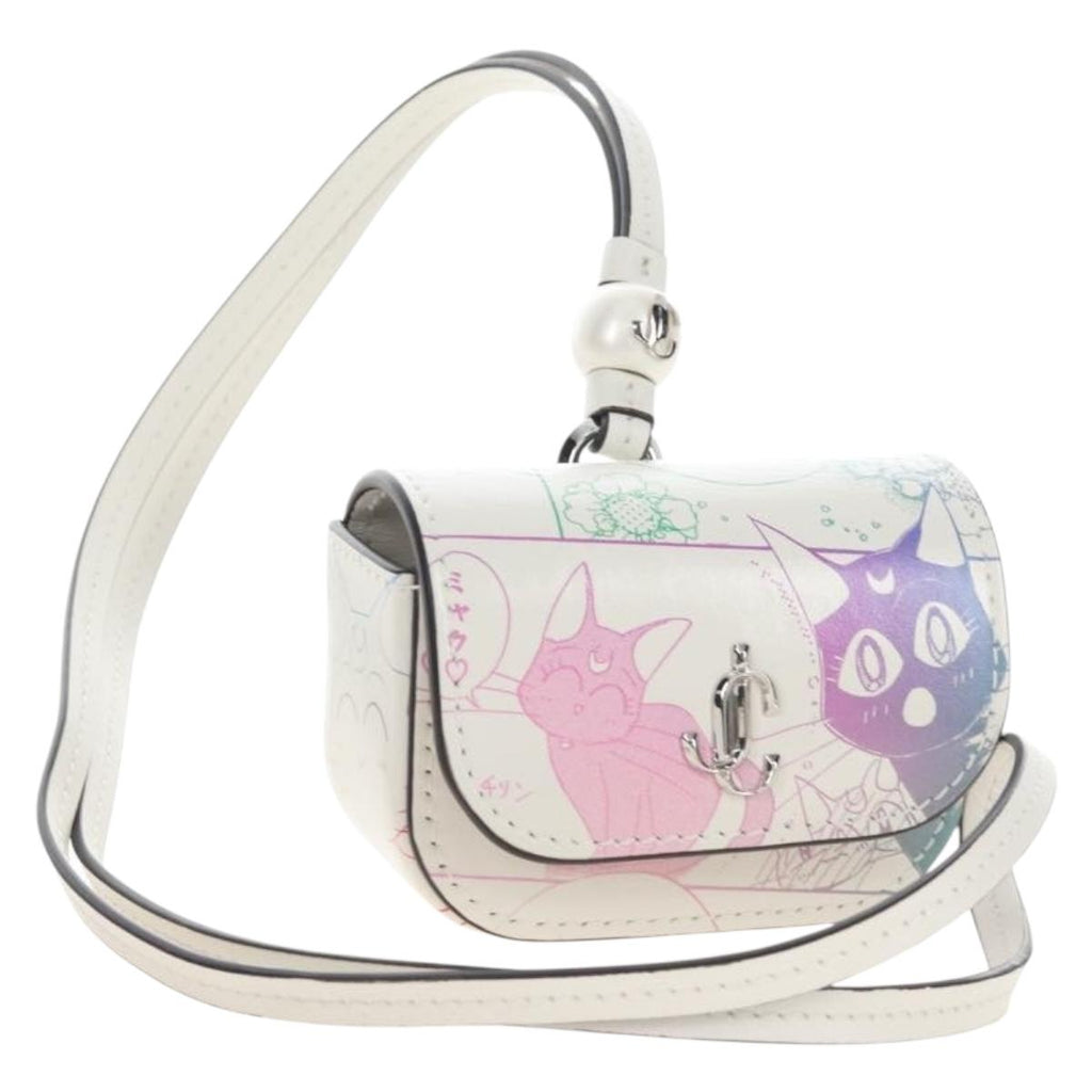 Jimmy Choo AirPods Case Luna Artemis Diana Leather White Auth 212418SM