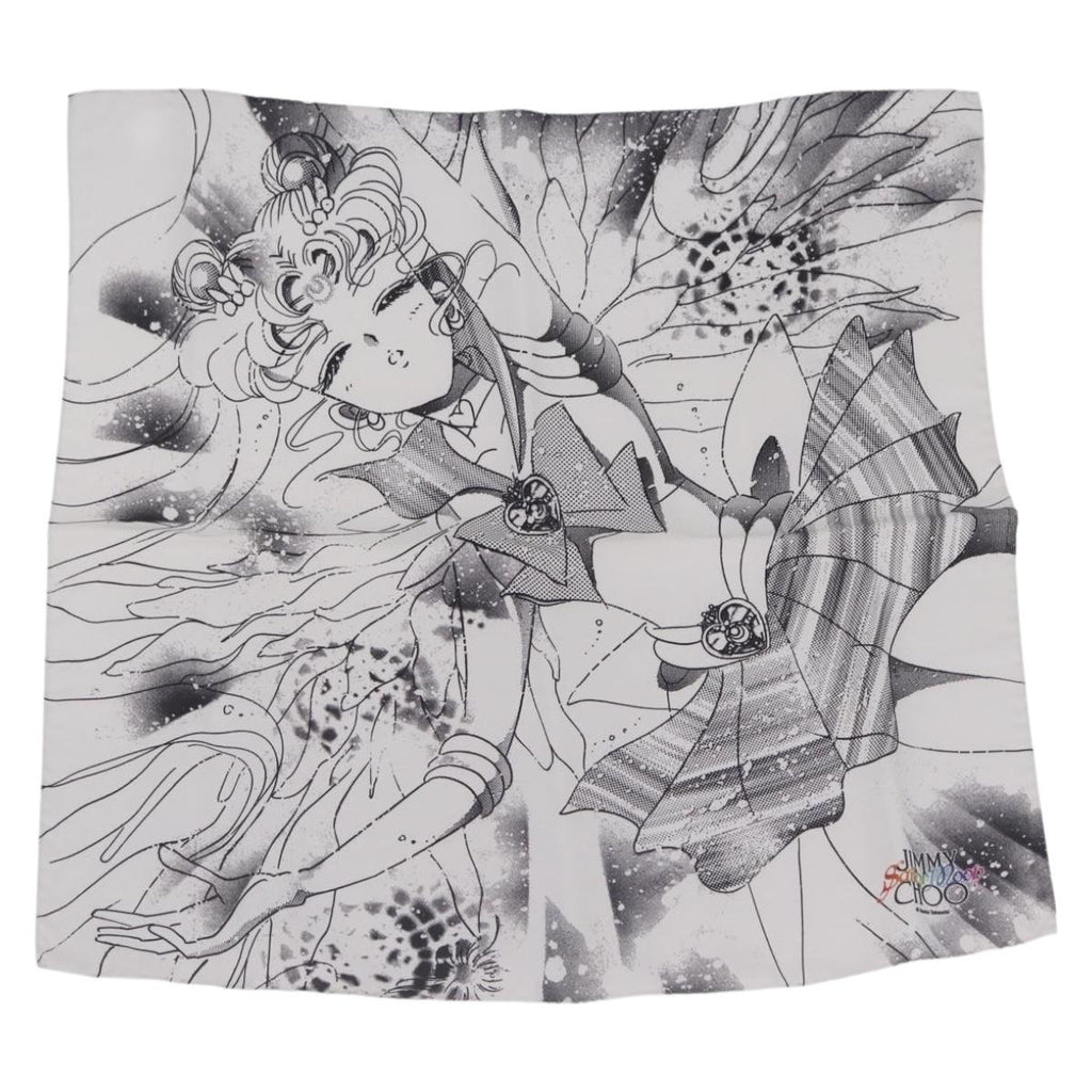 Jimmy Choo x Sailor Moon Scarf Silk White Auth 212489M