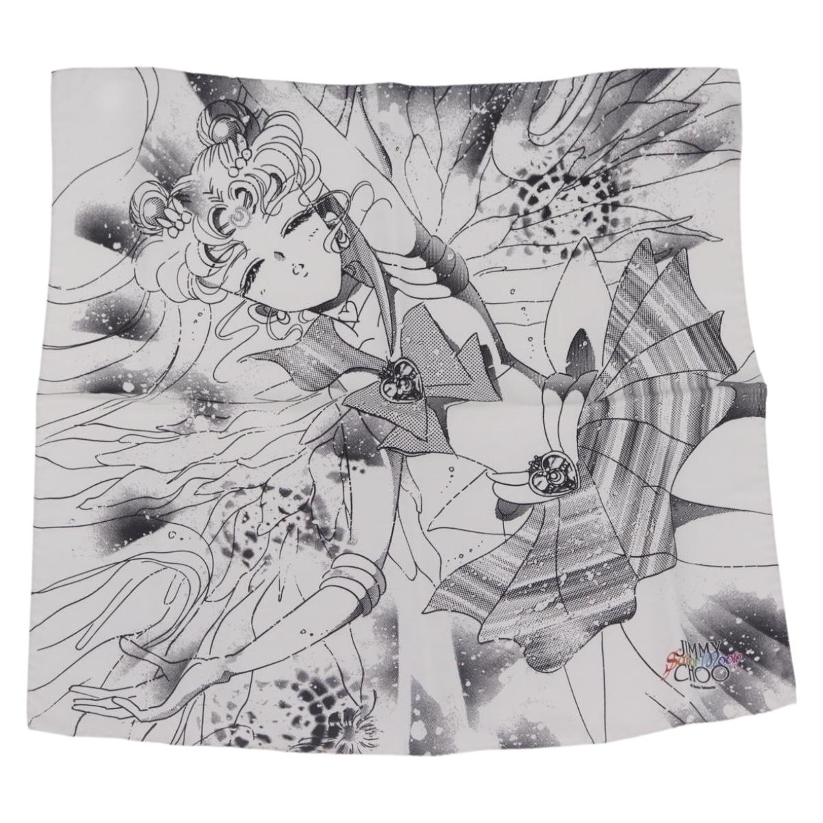 Jimmy Choo x Sailor Moon Scarf Silk White Auth 212489M