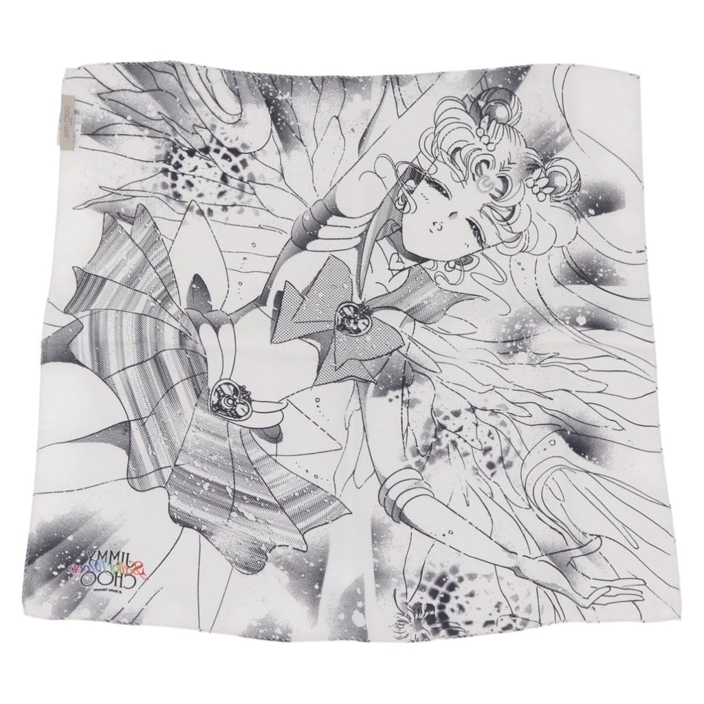 Jimmy Choo x Sailor Moon Scarf Silk White Auth 212489M