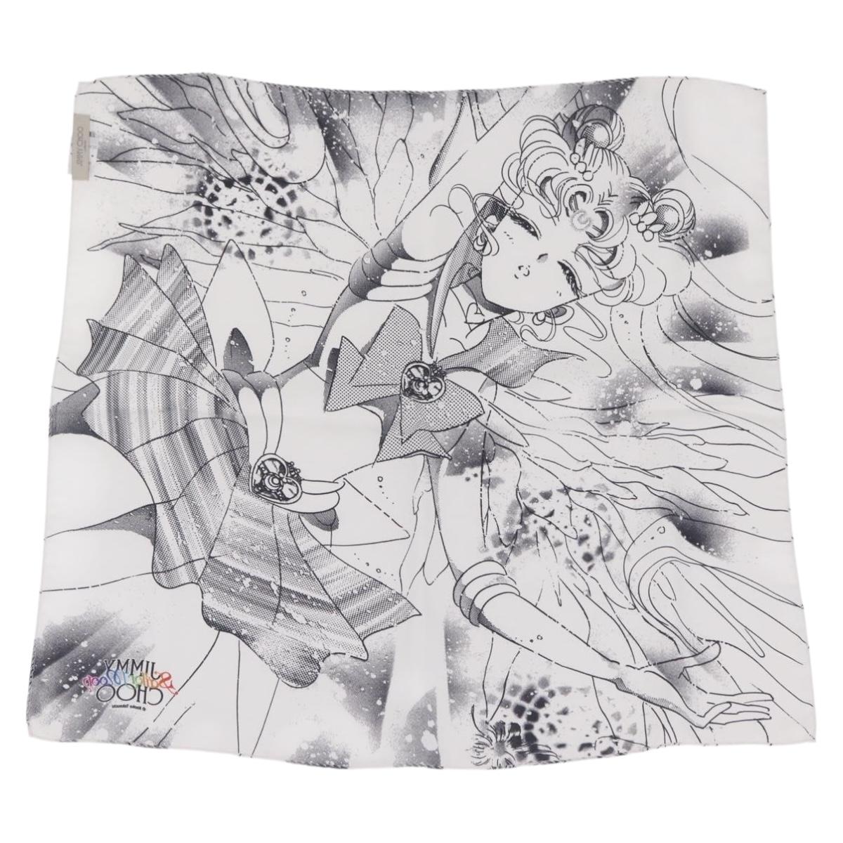 Jimmy Choo x Sailor Moon Scarf Silk White Auth 212489M