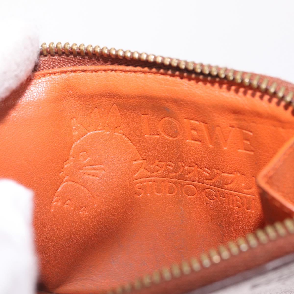 LOEWE x Studio Ghibli Calcifer Coin Purse Leather Brown Gold Auth 212494A