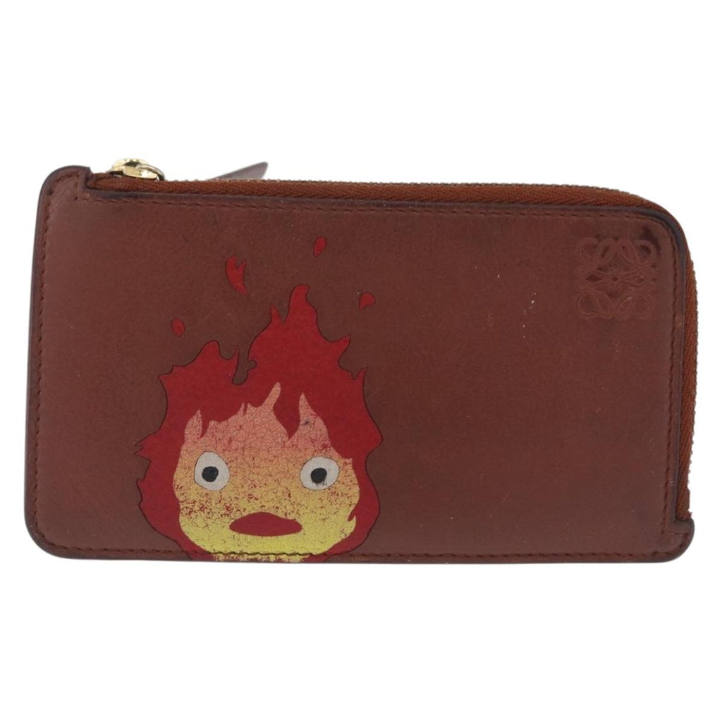 LOEWE x Studio Ghibli Calcifer Coin Purse Leather Brown Gold Auth 212494A