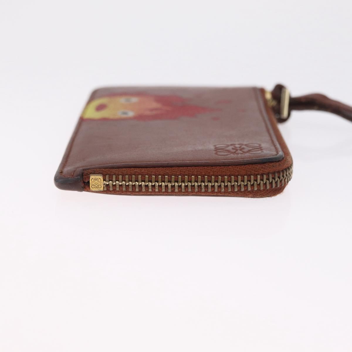 LOEWE x Studio Ghibli Calcifer Coin Purse Leather Brown Gold Auth 212494A