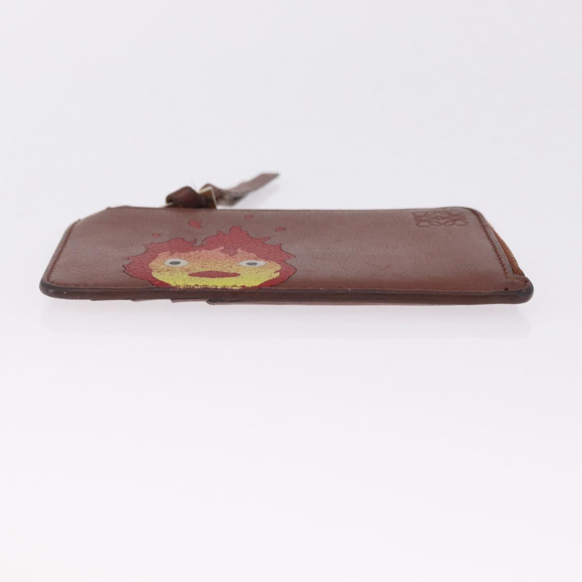 LOEWE x Studio Ghibli Calcifer Coin Purse Leather Brown Gold Auth 212494A