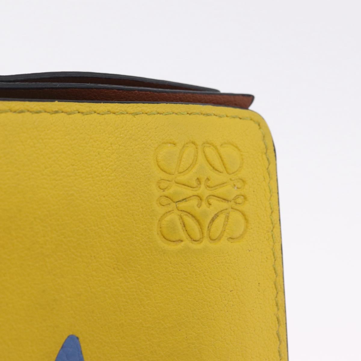LOEWE x Studio Ghibli Medium Totoro Wallet Leather Yellow Silver Auth 212706M