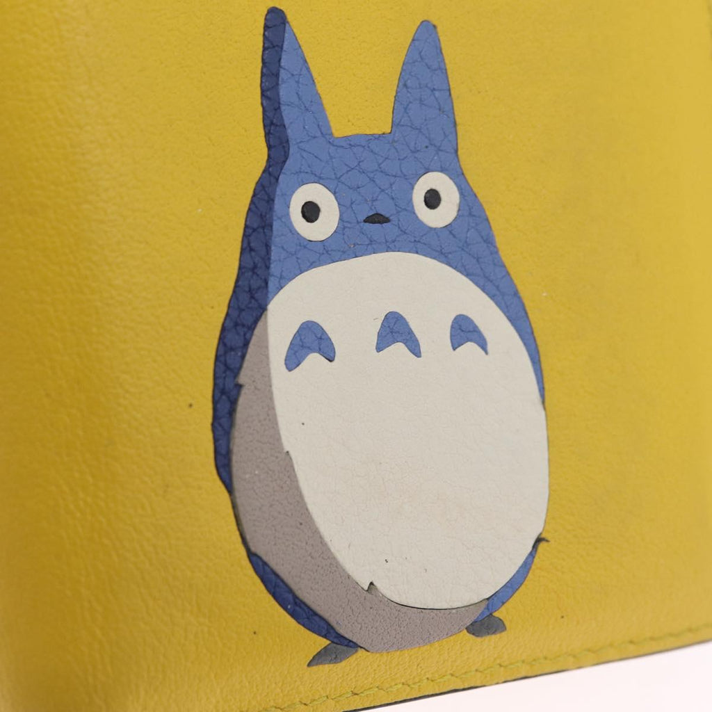 LOEWE x Studio Ghibli Medium Totoro Wallet Leather Yellow Silver Auth 212706M