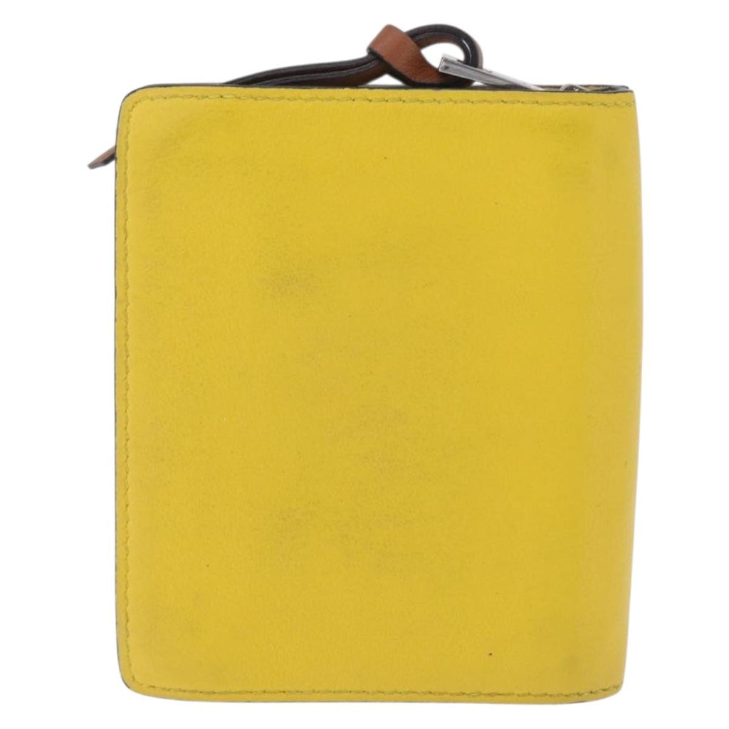 LOEWE x Studio Ghibli Medium Totoro Wallet Leather Yellow Silver Auth 212706M