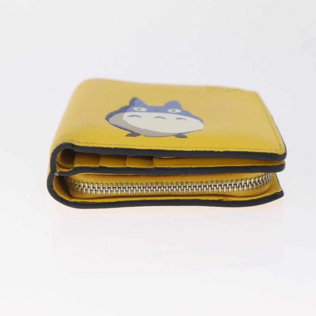 LOEWE x Studio Ghibli Medium Totoro Wallet Leather Yellow Silver Auth 212706M