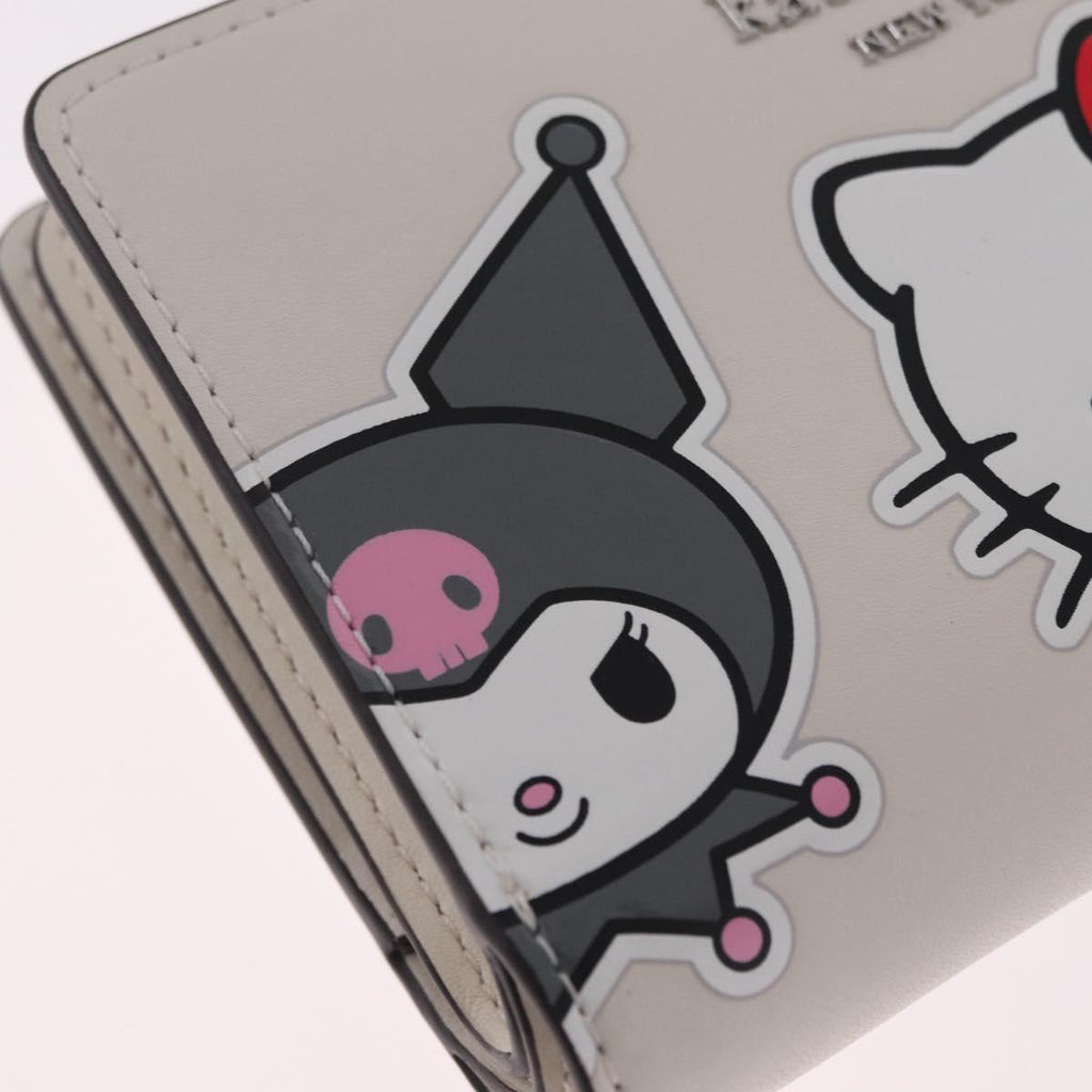kate spade x Sanrio My Melody Kitty Kuromi Wallet Leather White Auth 212731M