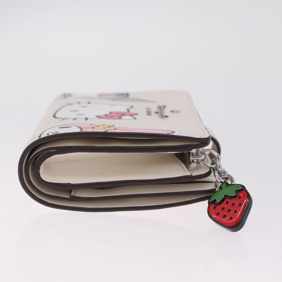kate spade x Sanrio My Melody Kitty Kuromi Wallet Leather White Auth 212731M