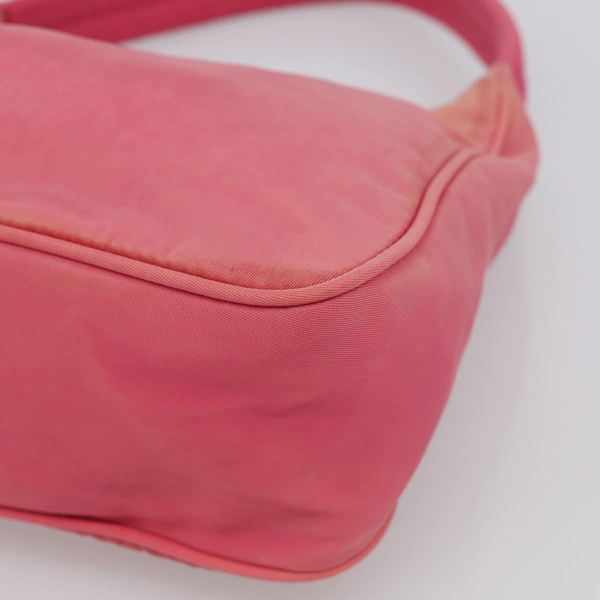 PRADA Hand Pouch Hand Bag Nylon Pink Silver Auth 213002