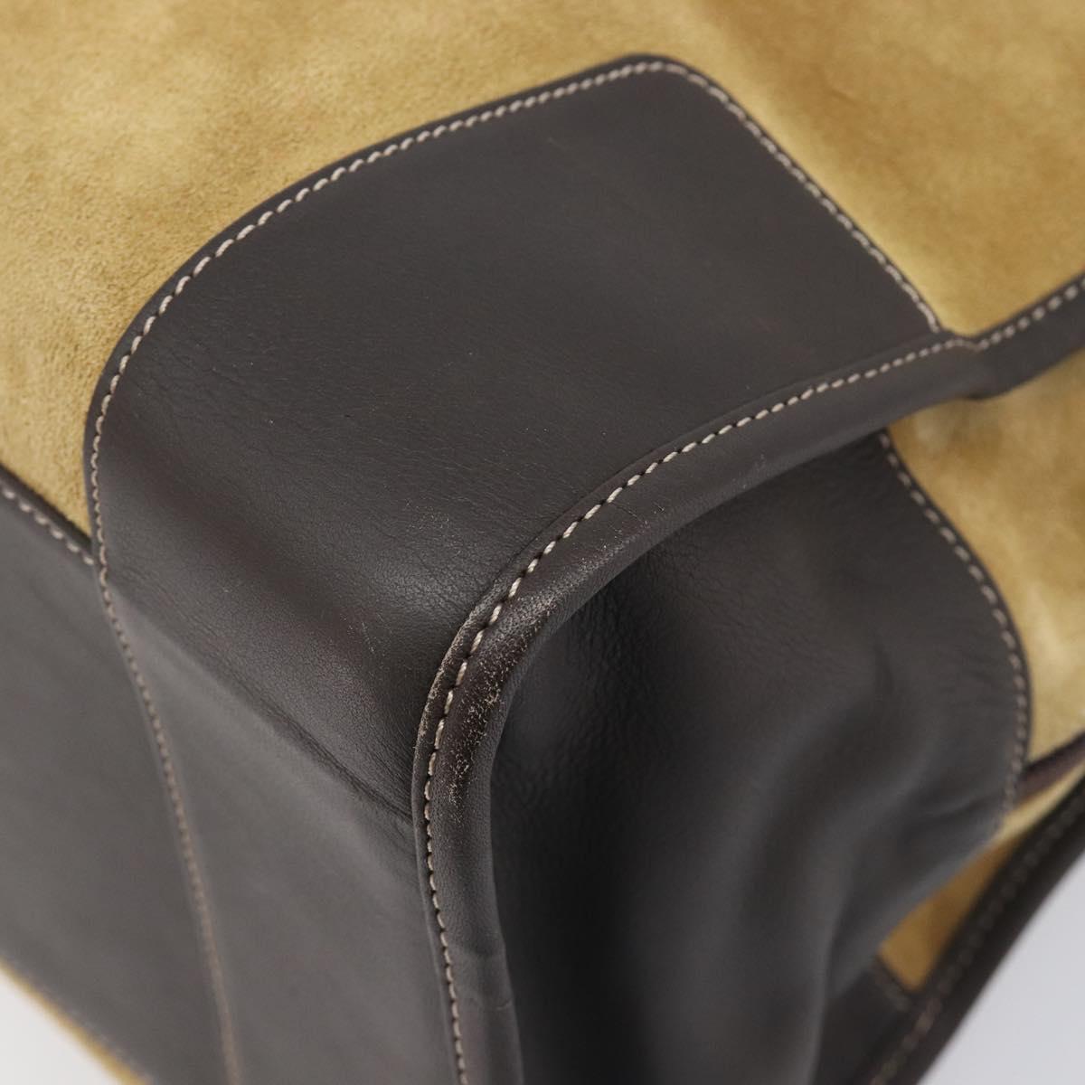 LOEWE Anagram Amazona 40 Hand Bag Suede Leather Brown Gold Auth 213005A
