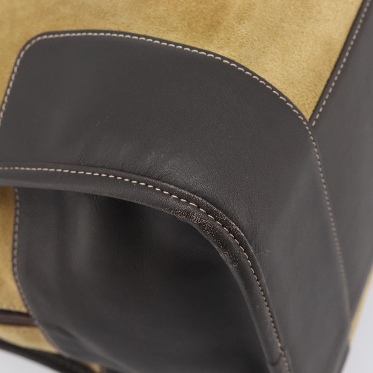 LOEWE Anagram Amazona 40 Hand Bag Suede Leather Brown Gold Auth 213005A