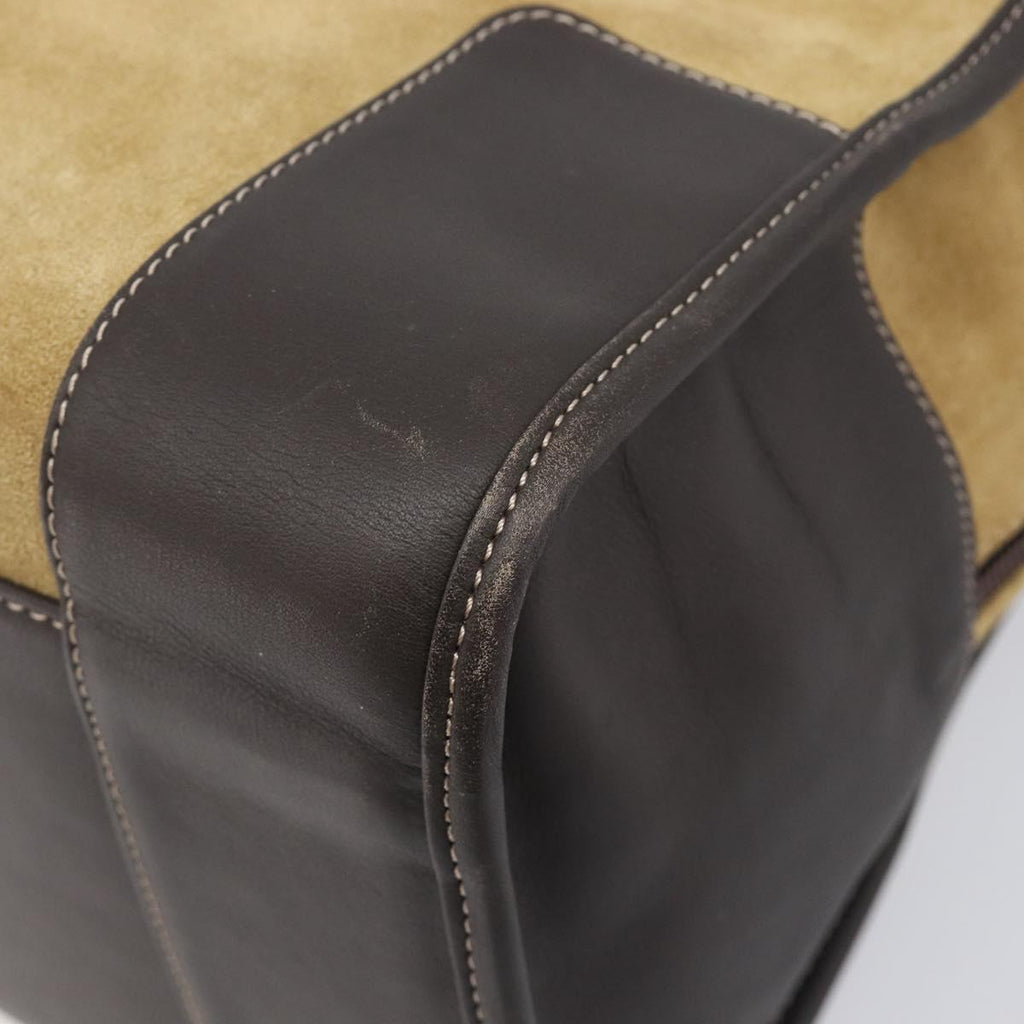 LOEWE Anagram Amazona 40 Hand Bag Suede Leather Brown Gold Auth 213005A