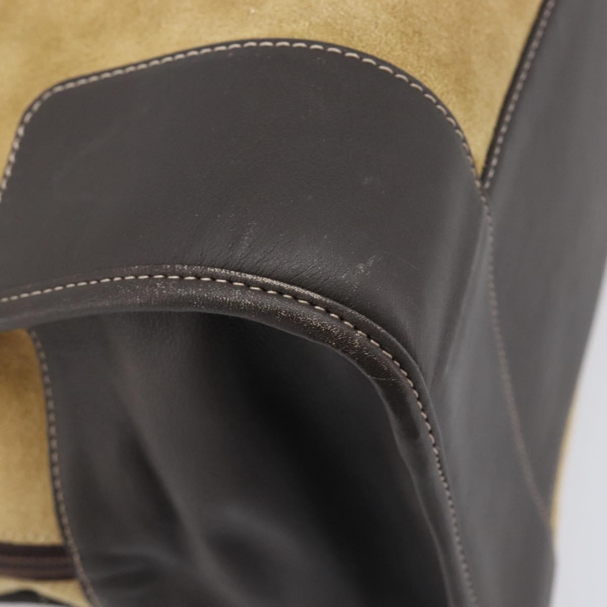 LOEWE Anagram Amazona 40 Hand Bag Suede Leather Brown Gold Auth 213005A