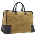 LOEWE Anagram Amazona 40 Hand Bag Suede Leather Brown Gold Auth 213005A