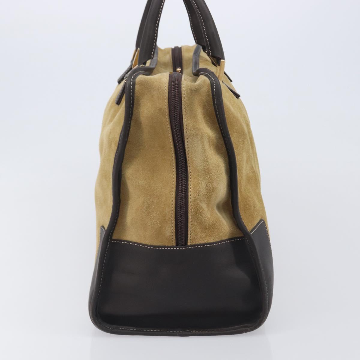 LOEWE Anagram Amazona 40 Hand Bag Suede Leather Brown Gold Auth 213005A