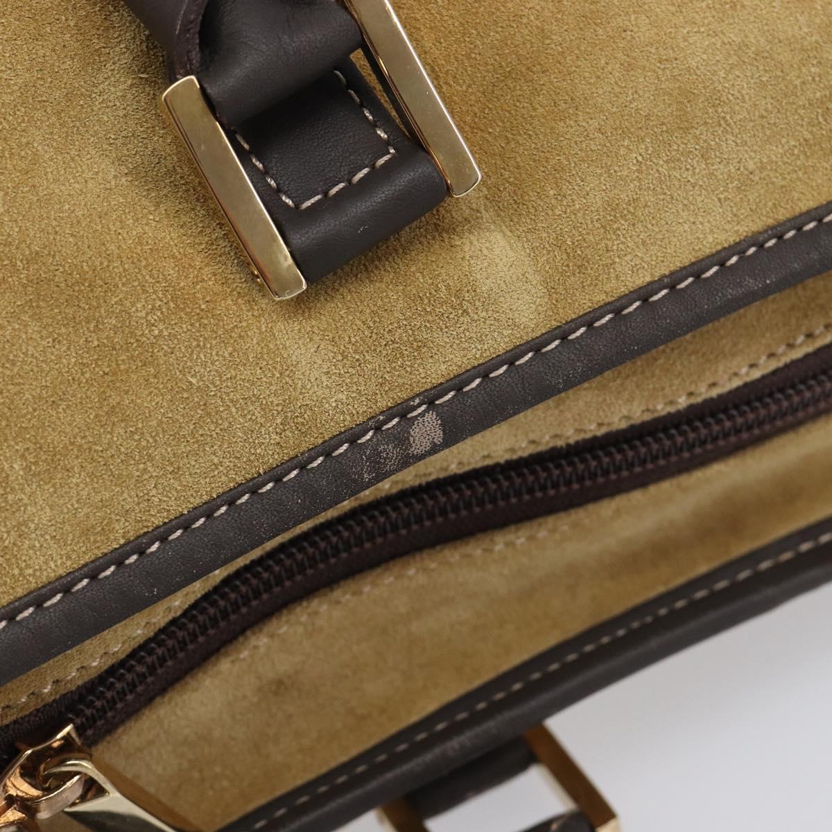 LOEWE Anagram Amazona 40 Hand Bag Suede Leather Brown Gold Auth 213005A