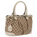 GUCCI GG Canvas Hand Bag Beige Gold 247902 Auth 213008