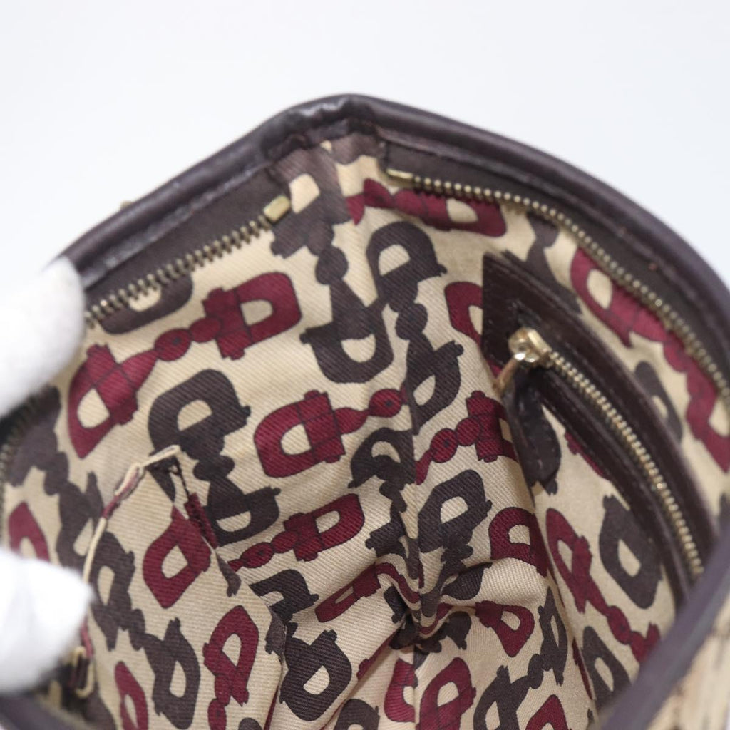 GUCCI GG Canvas Web Sherry Line Shoulder Bag Beige Gold 144388 Auth 213011A