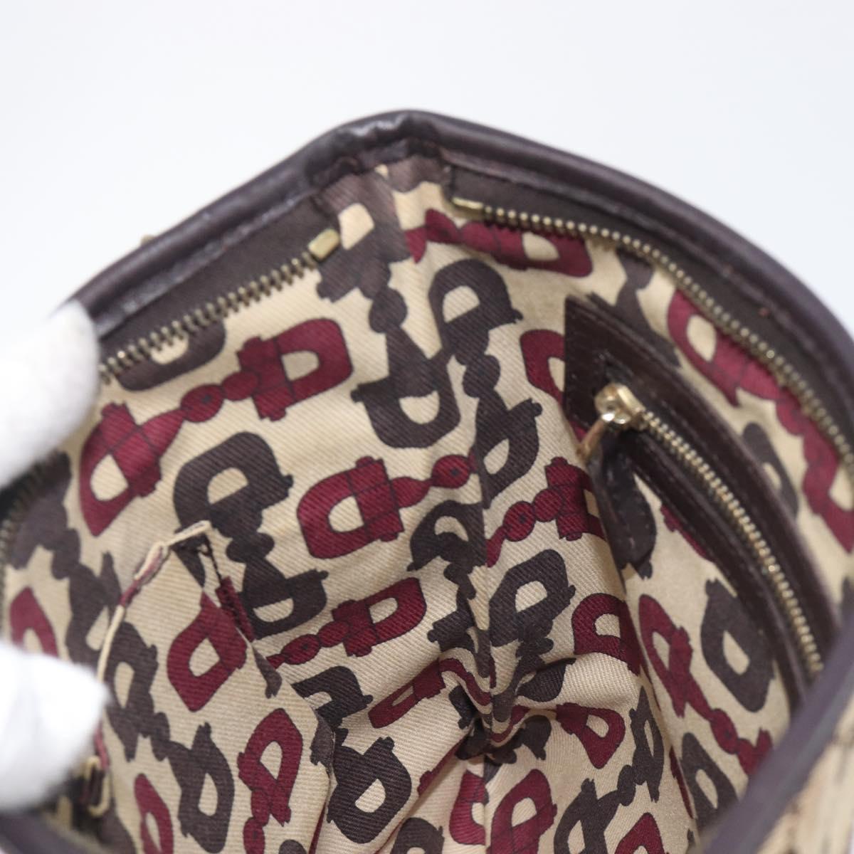 GUCCI GG Canvas Web Sherry Line Shoulder Bag Beige Gold 144388 Auth 213011A