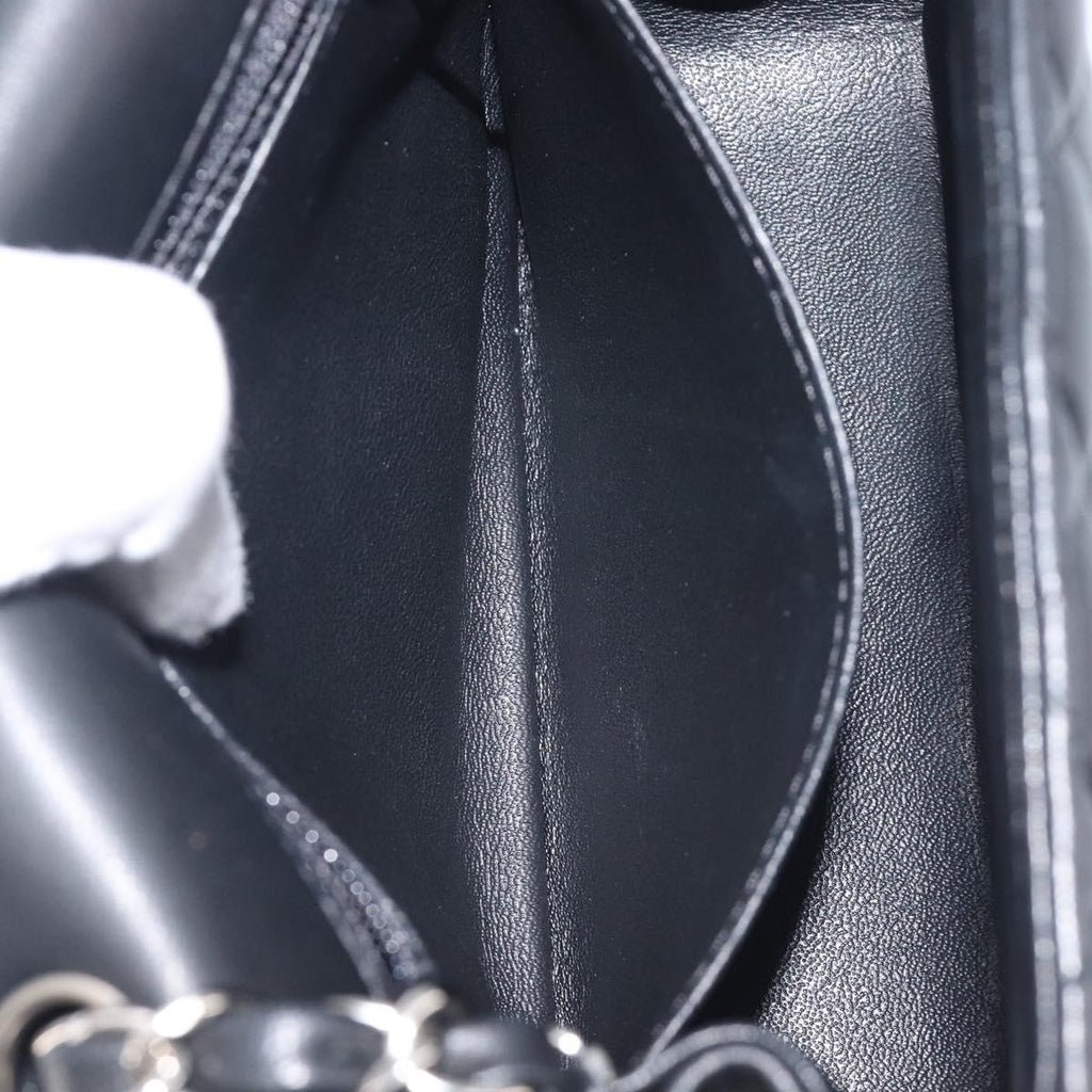 CHANEL Mini Matelasse 18 Chain Bag Lamb Skin Black Silver CC Auth 213019SM