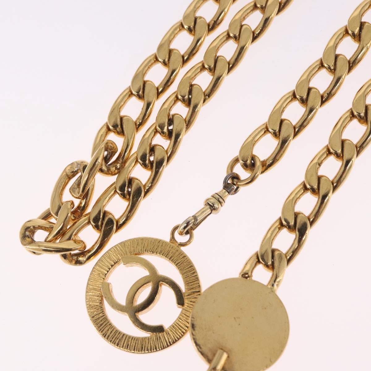 CHANEL Chain Belt metal 35.4"" Gold CC Auth 213052M