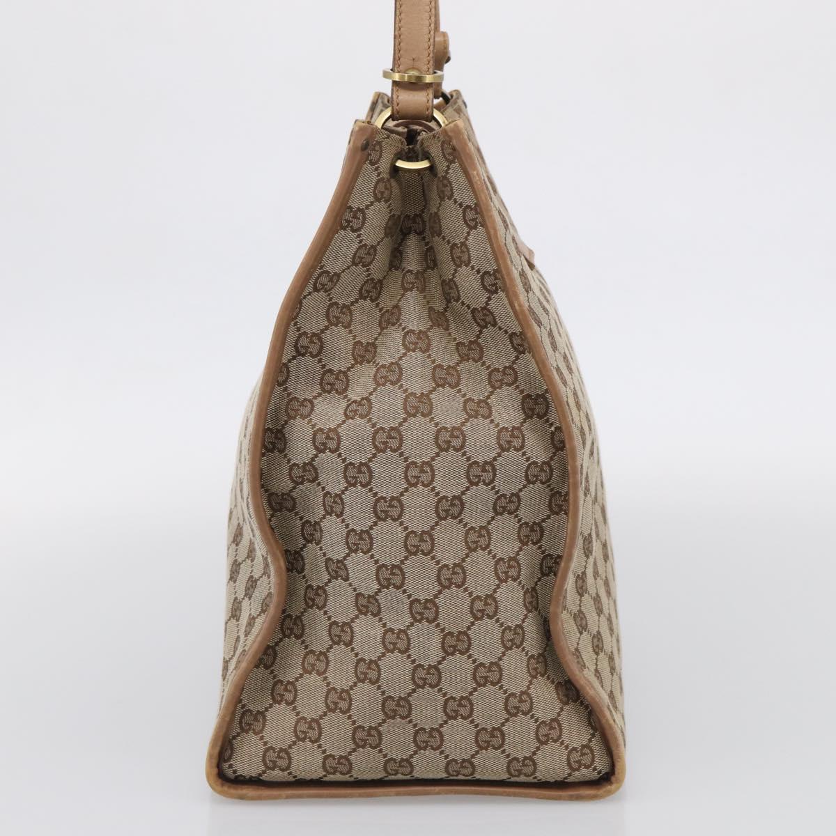 GUCCI GG Canvas Shoulder Bag Beige Gold 109101 Auth 213151