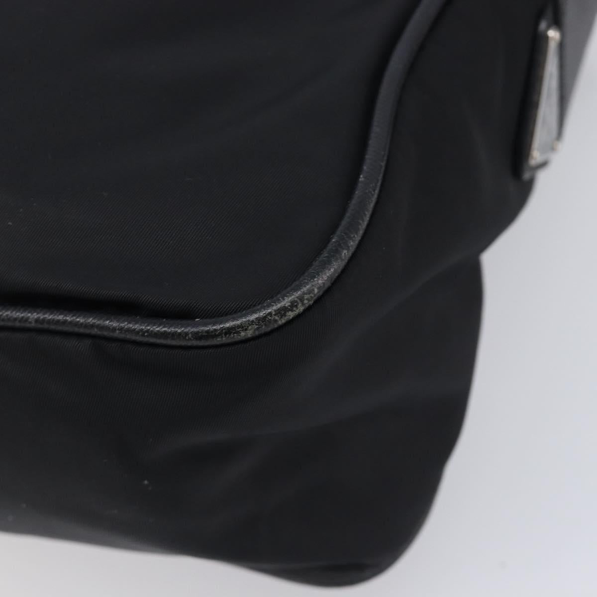 PRADA Shoulder Bag Nylon Black Silver Auth 213152