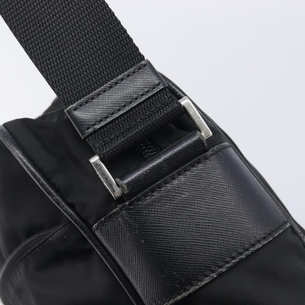 PRADA Shoulder Bag Nylon Black Silver Auth 213152