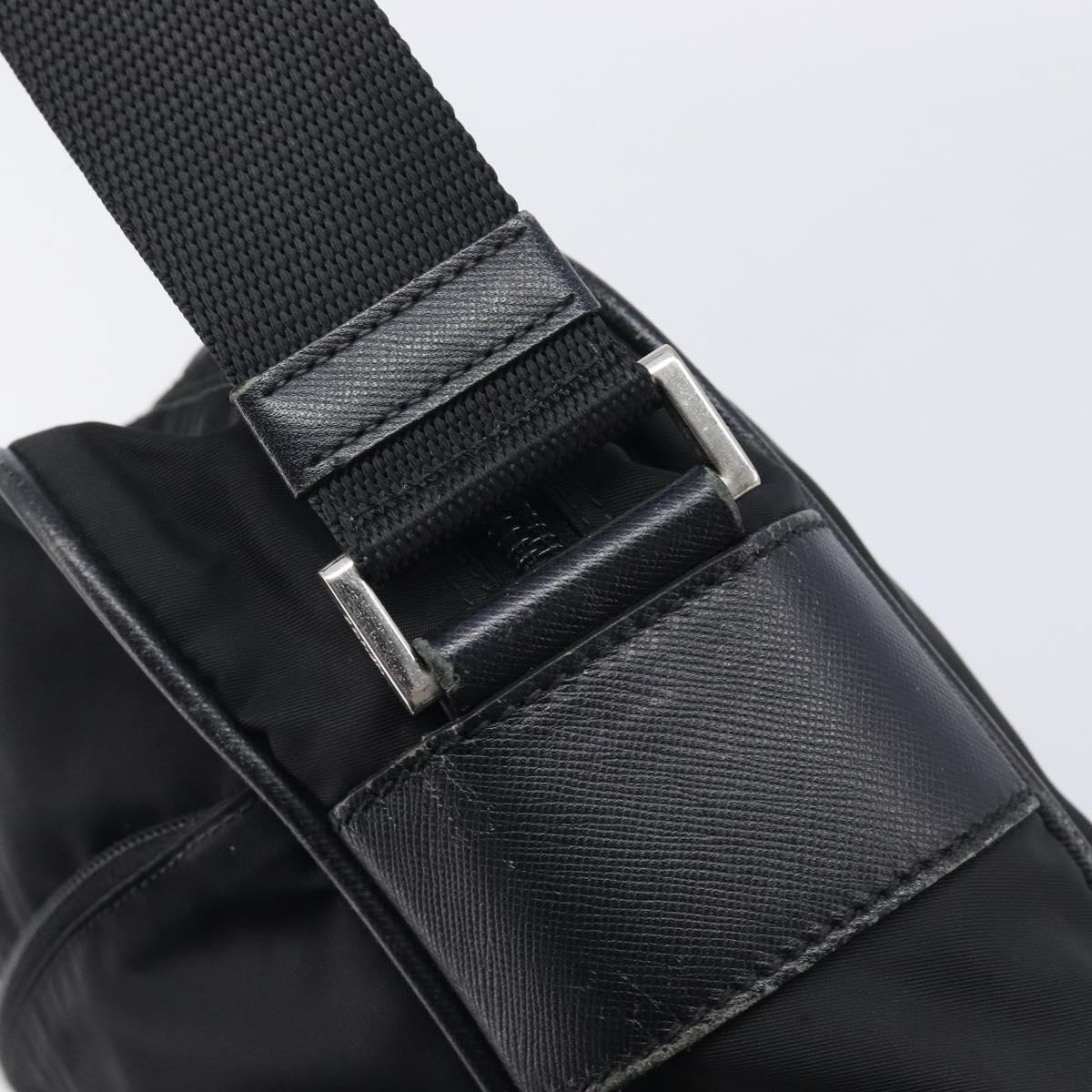 PRADA Shoulder Bag Nylon Black Silver Auth 213152