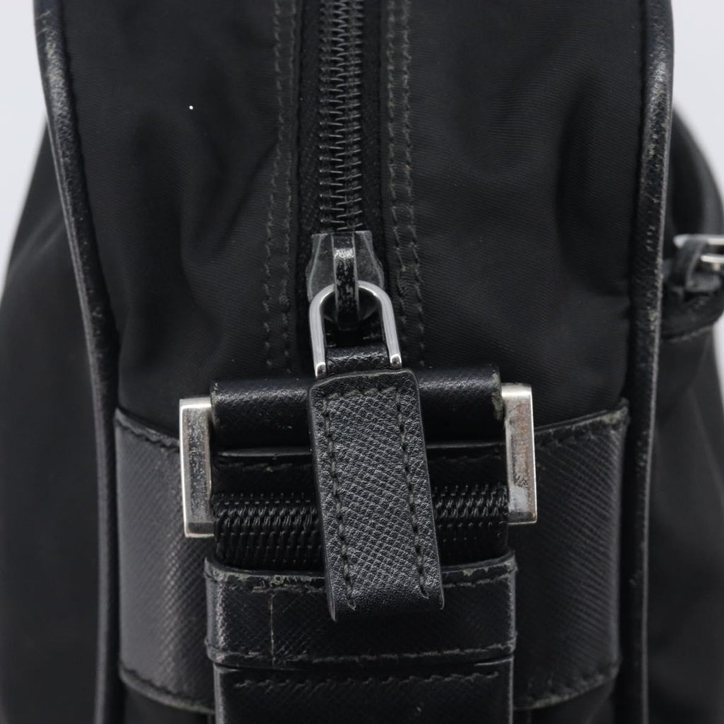 PRADA Shoulder Bag Nylon Black Silver Auth 213152