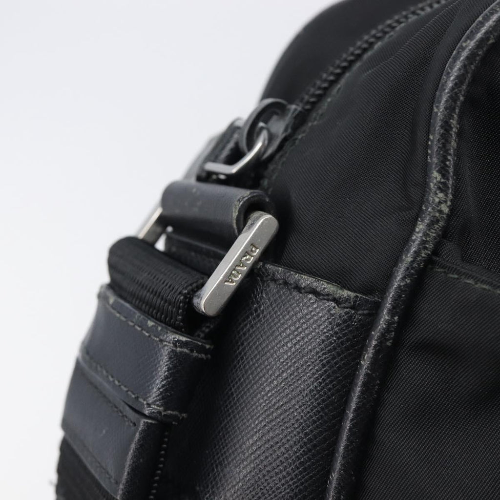 PRADA Shoulder Bag Nylon Black Silver Auth 213152