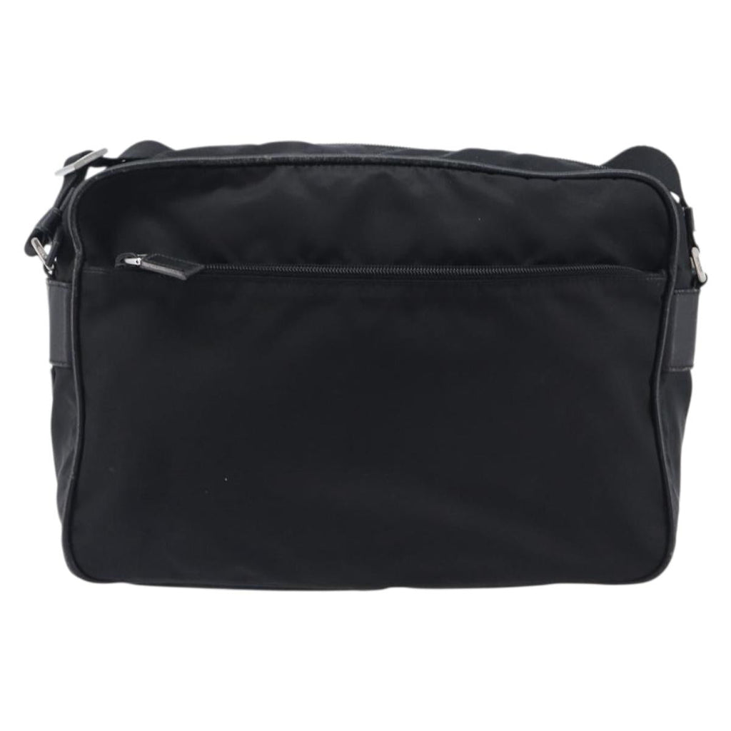 PRADA Shoulder Bag Nylon Black Silver Auth 213152