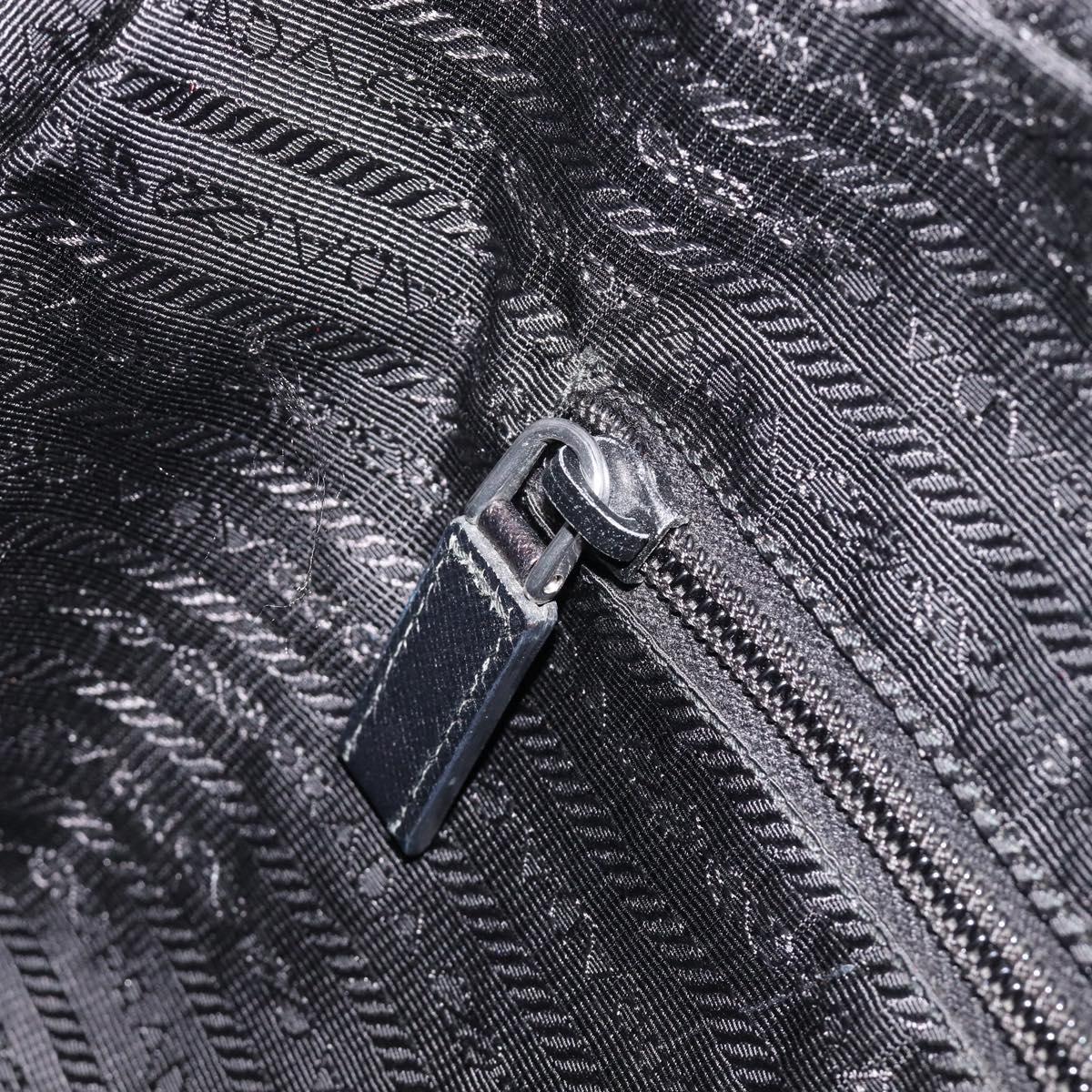 PRADA Shoulder Bag Nylon Black Silver Auth 213152