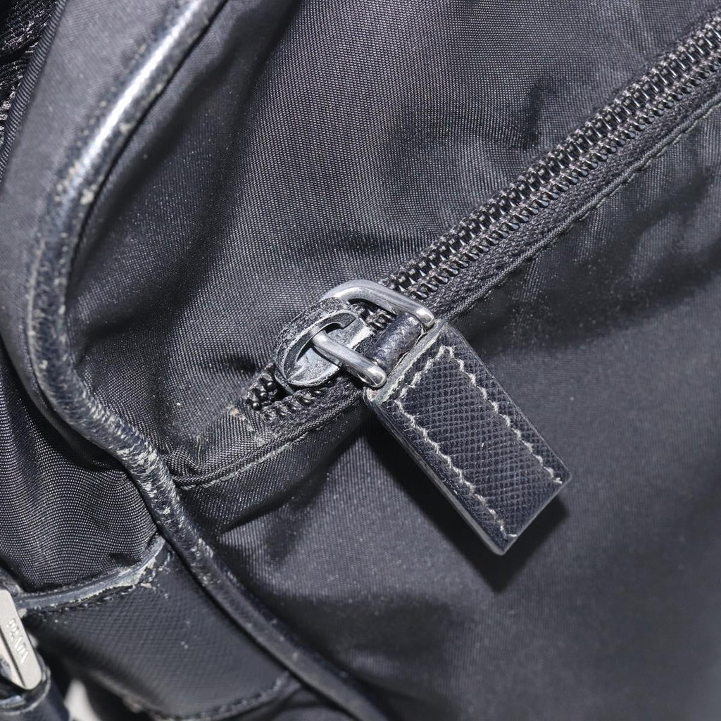 PRADA Shoulder Bag Nylon Black Silver Auth 213152