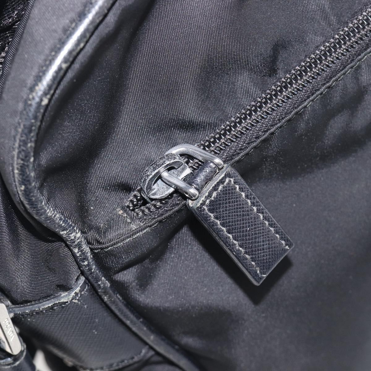 PRADA Shoulder Bag Nylon Black Silver Auth 213152