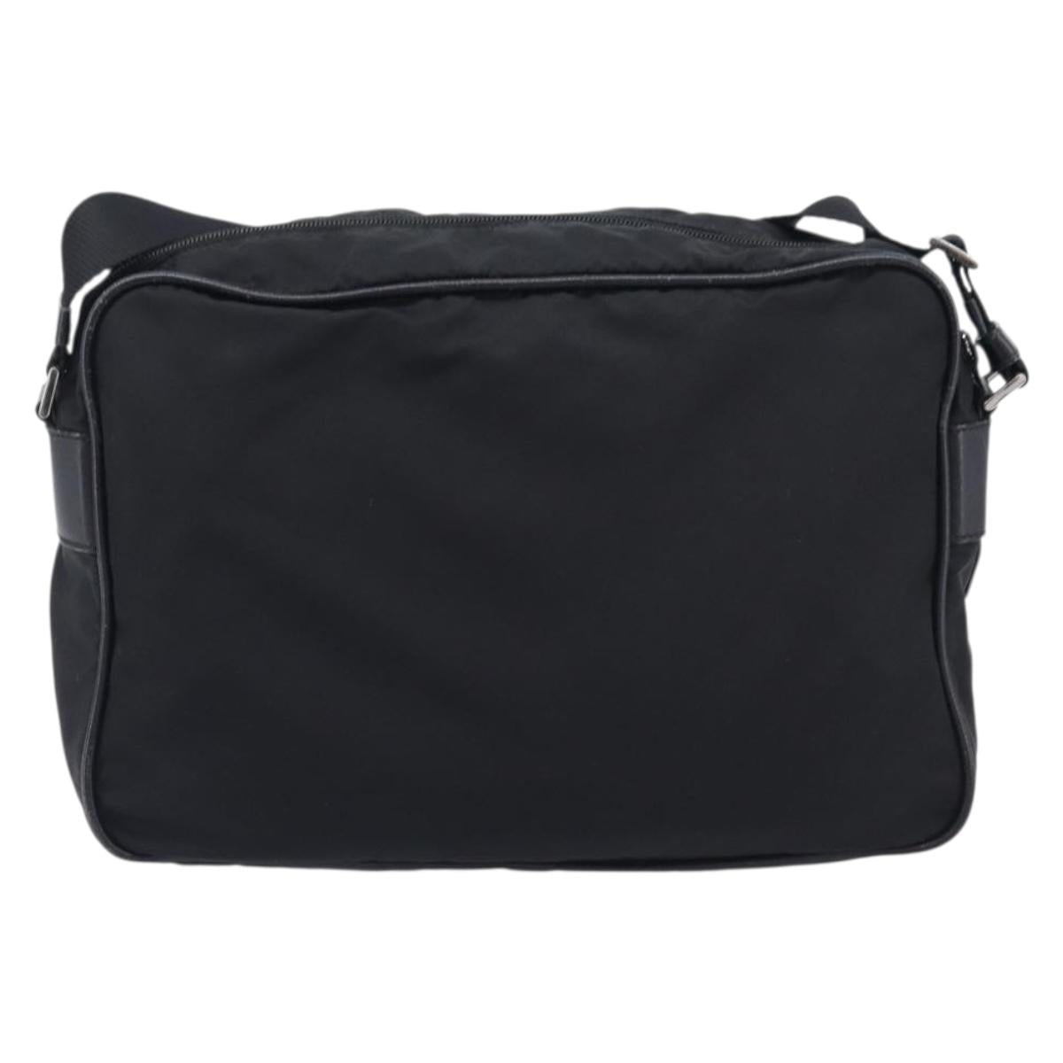 PRADA Shoulder Bag Nylon Black Silver Auth 213152