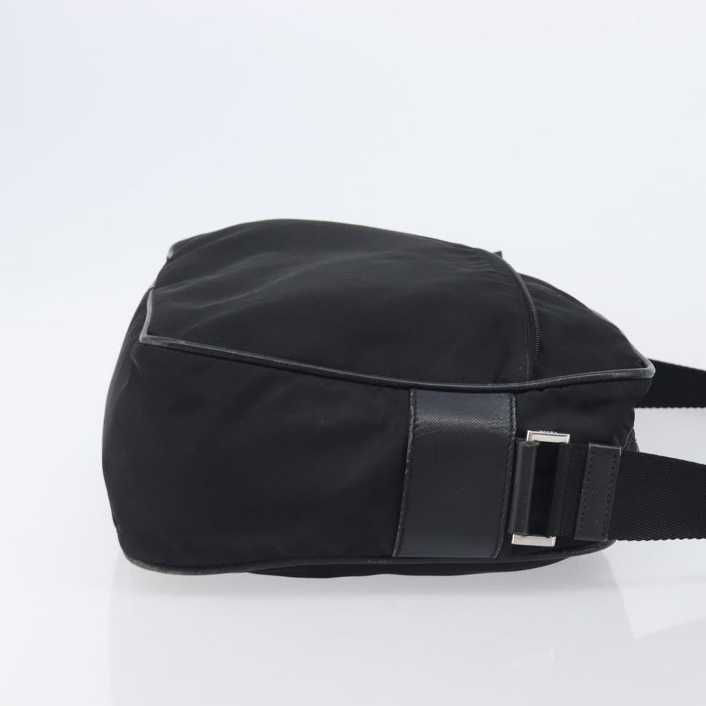 PRADA Shoulder Bag Nylon Black Silver Auth 213152