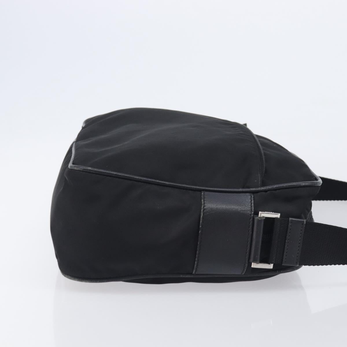 PRADA Shoulder Bag Nylon Black Silver Auth 213152